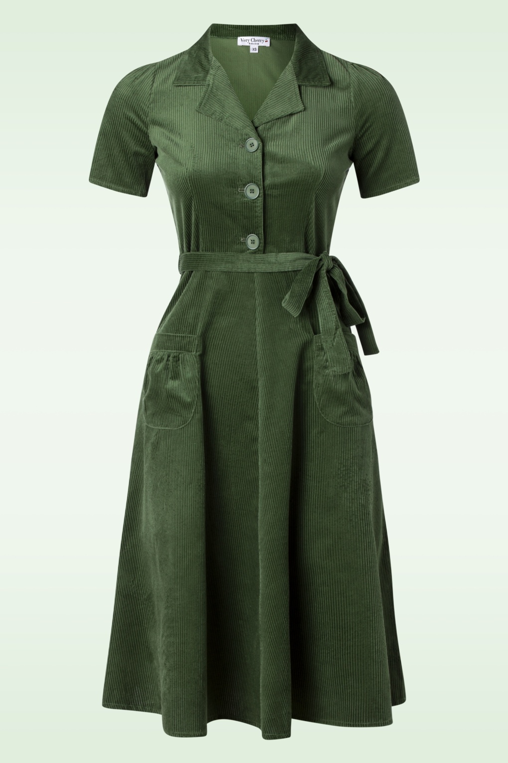 266339-Very-Cherry-51429-Dress-midi-Revers-Corduroy-Green-241002-0003W-full