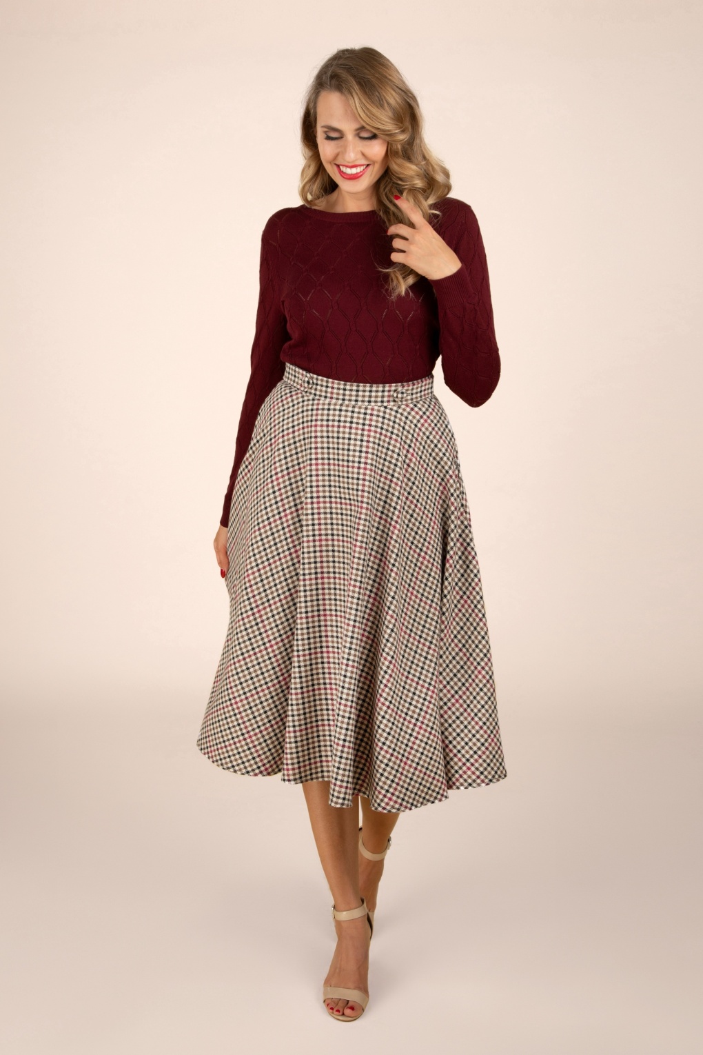 268364-Banned-50659-Hilda-Check-Swing-Skirt-240807-040MW-full