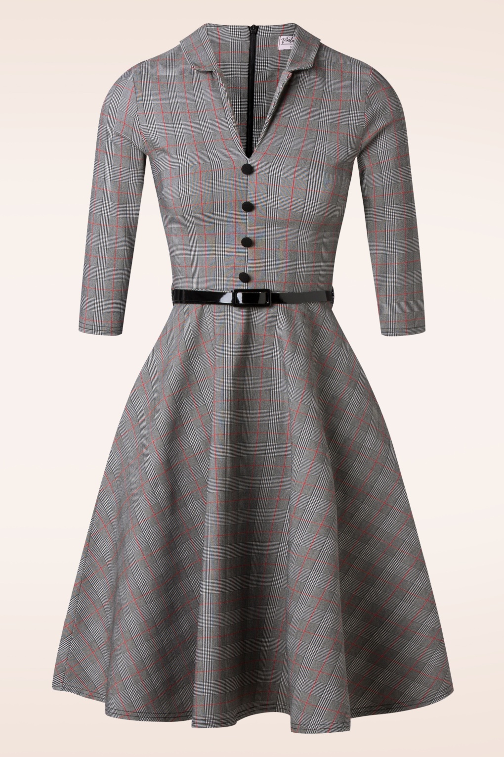 268481-Vintage-Chic-52235-Swing-Dress-Checkered-Black-White-Red-241105-002W-full