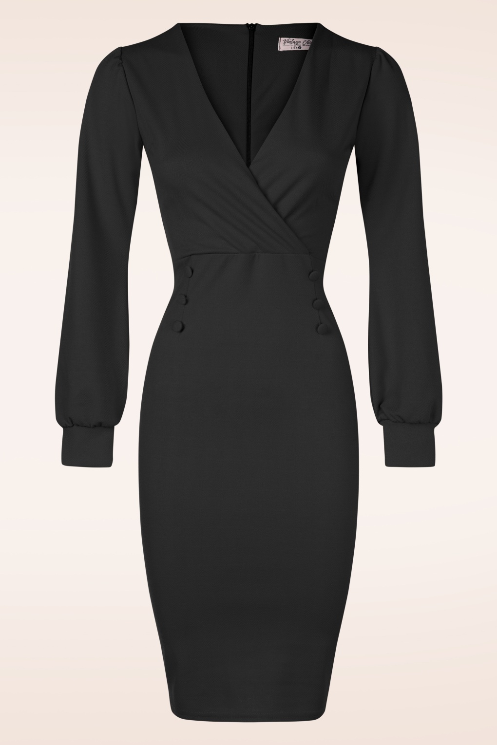 279319-Vintage-Chic-54492-Dress-Pencil-Black-Long-Sleeve-250901-001W-full