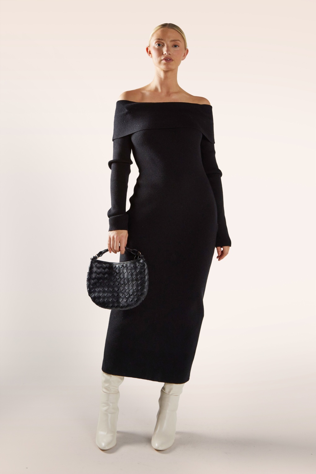 282994-Glamorous-54341-Serena-Knitted-Midi-Dress-Black-00001-full