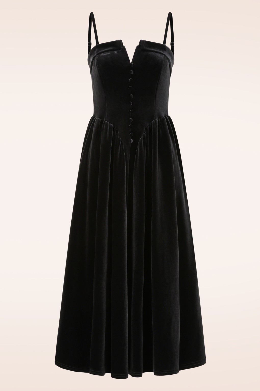 283743-Timeless-54478-Dress-Maxi-Velvet-Buttons-Black-251120-001W-full