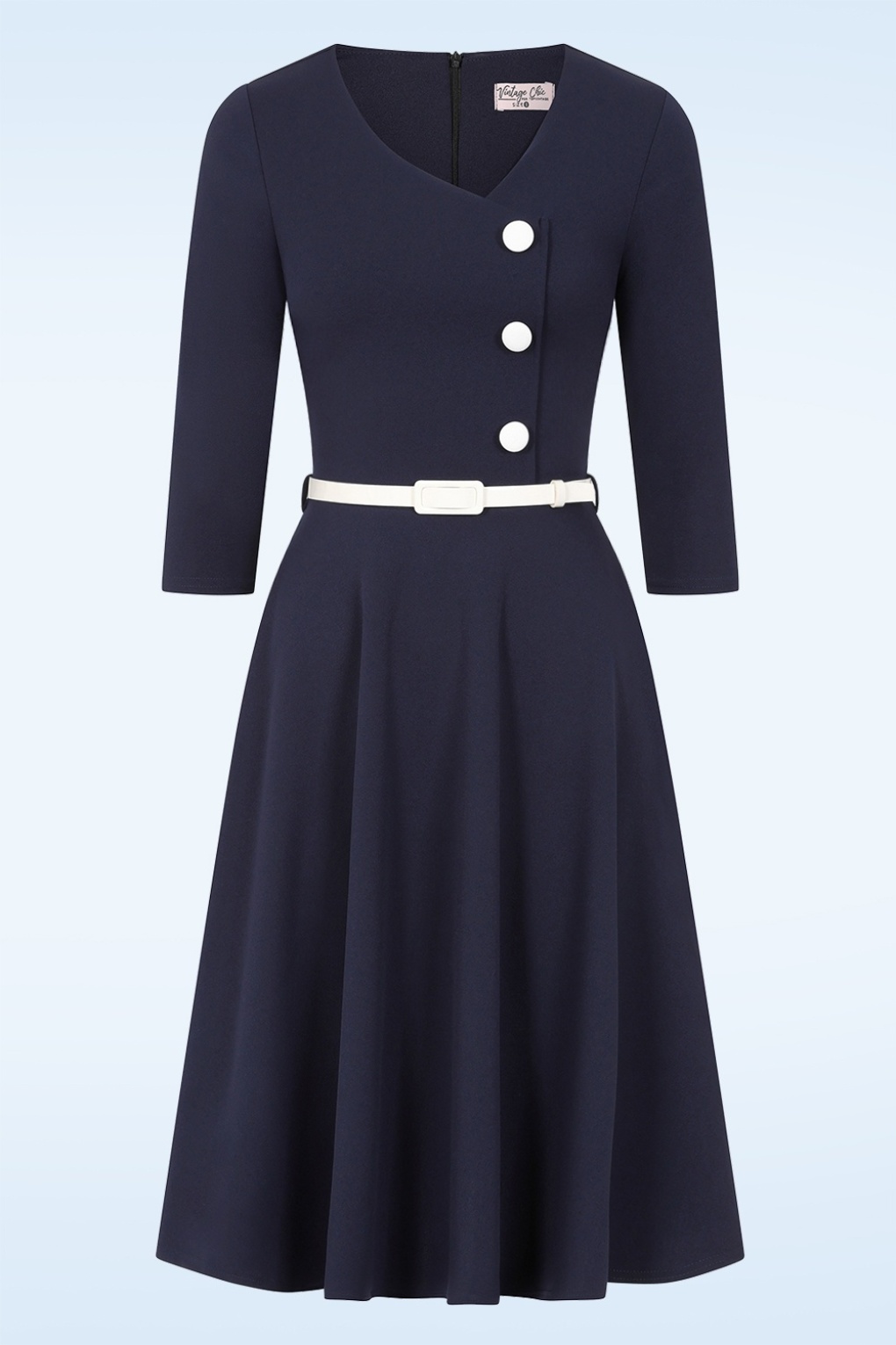 285202-Vintage-Chic-55942-Dress-Swing-Navy-White-Buttons-260203-002W-full