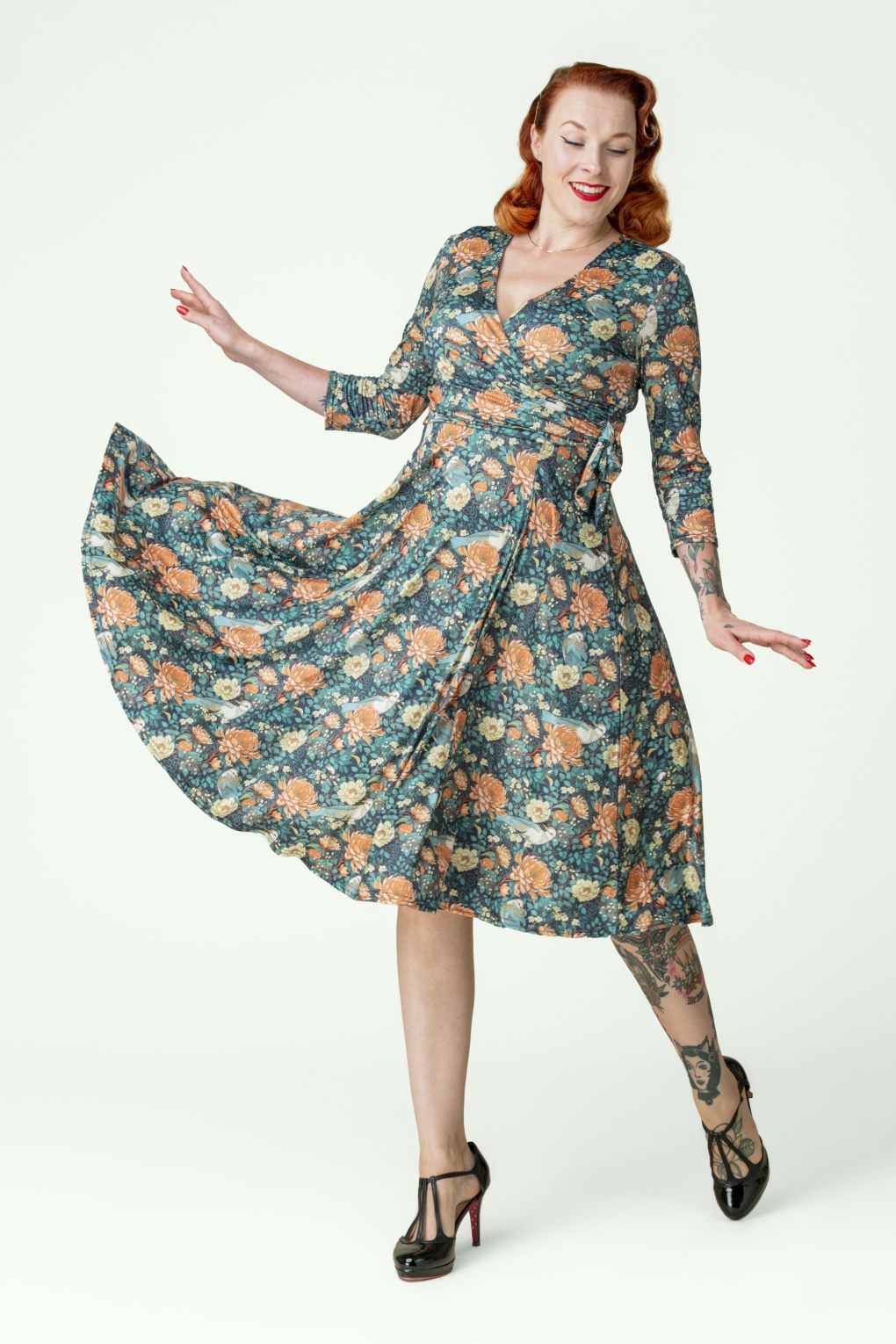 290965-Vintage-Chic-57409-Flower-Bird-Swing-Dress-Blue-260709-002M-full