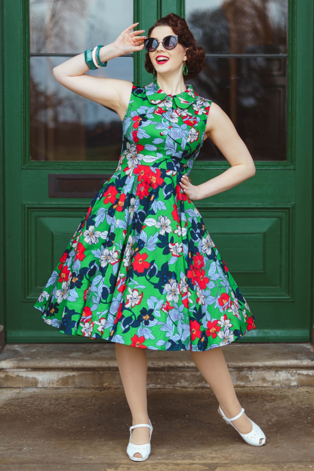 Botanical Beauty swing jurk in groen en multi