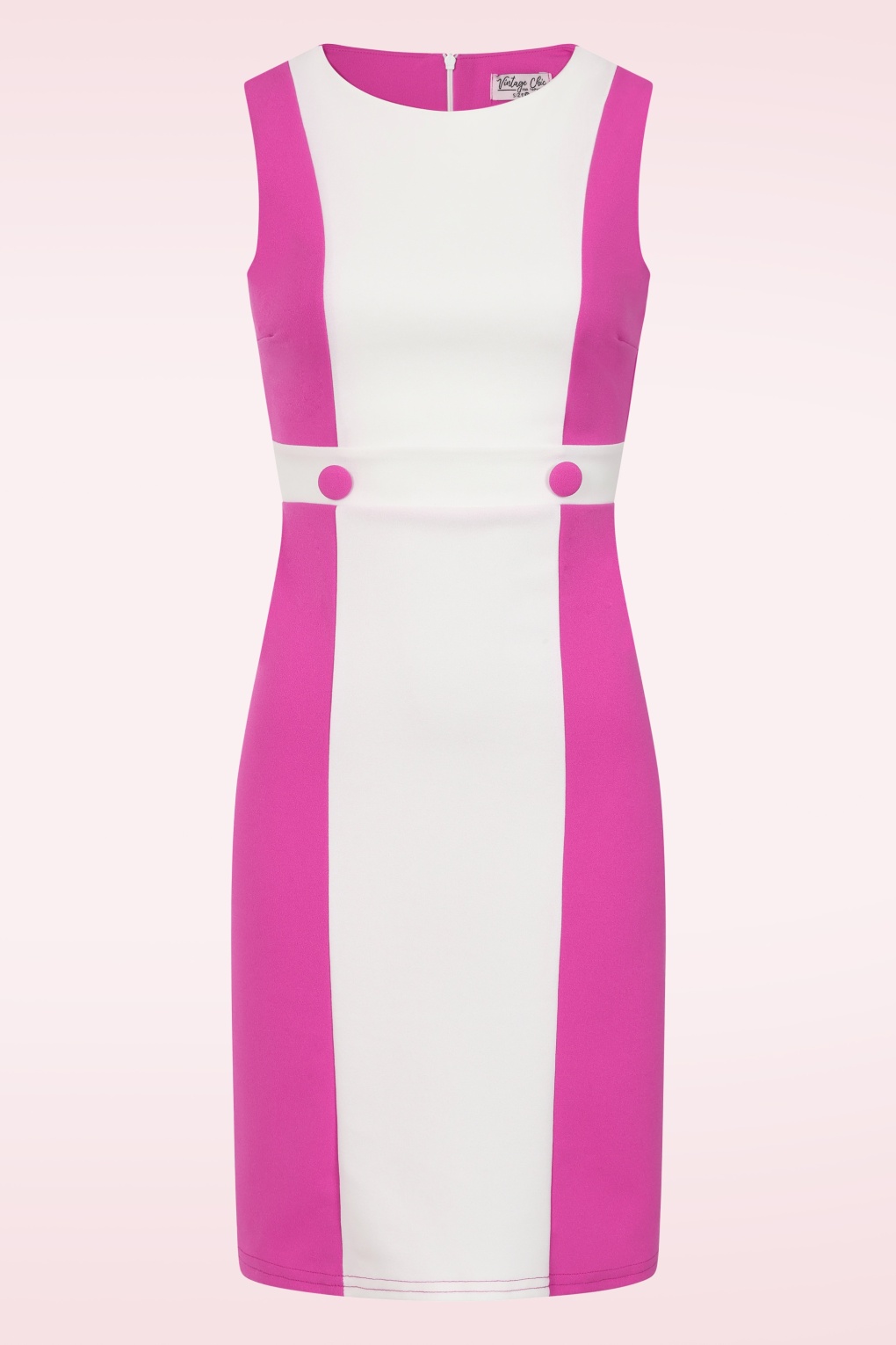 Topvintage exclusive ~ Carnaby Pop jurk in wit en felroze