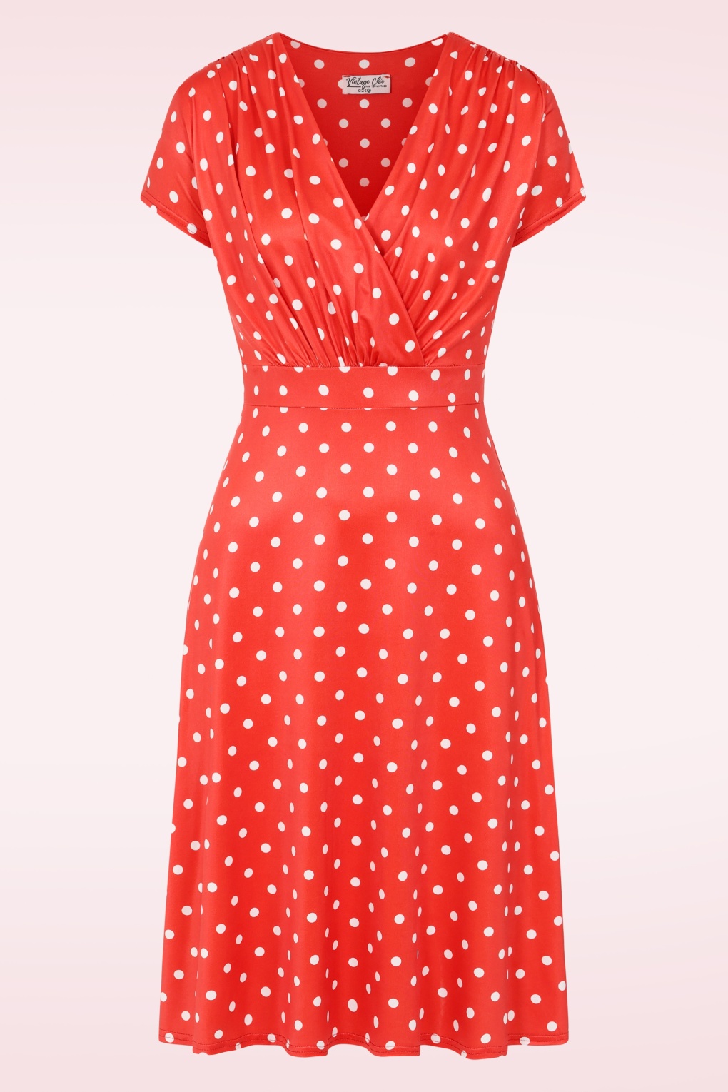 Topvintage exclusive ~ Ruby Polkadot Delight jurk in rood en wit